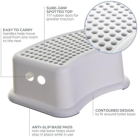 Kids Toilet Step Stool – Non-Slip Plastic Bathroom Potty Training Stool for Toddlers, Hand Washing & Standing Support