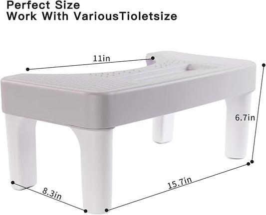 Detachable Toilet Foot Stool for Adults & Kids | Anti-Slip Squatting Step | 15.7" Long x 6.7" Tall | Ergonomic Bathroom Poop Stool for Better Bowel Movement | Fits Most Toilets