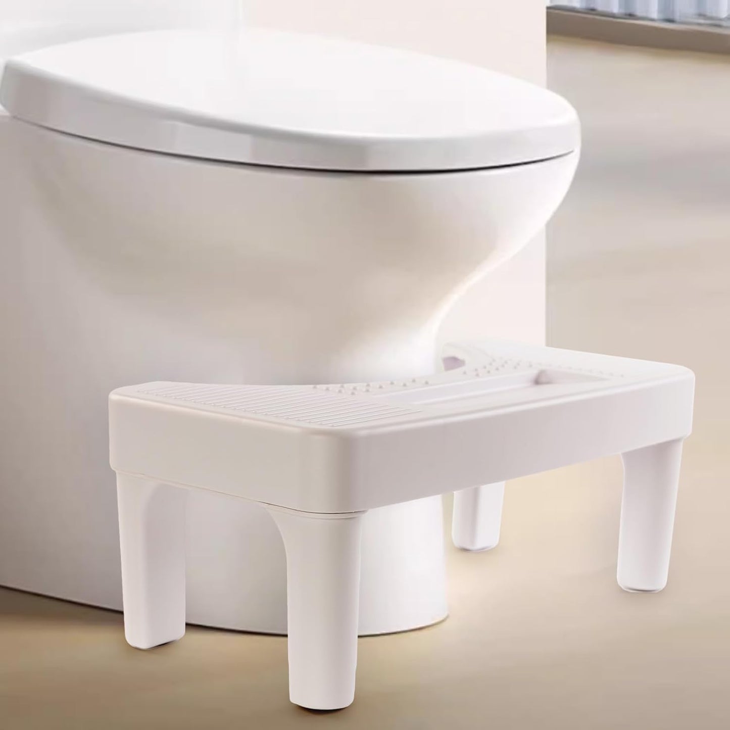 Ergonomic Toilet Foot Stool – Anti-Slip Plastic Potty Step Stool for Adults & Kids, U-Shaped Design, Stable & Safe for Bathroom Use