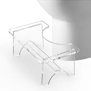 Clear Acrylic Toilet Stool – 7" Height Bathroom Squatting Aid, Ergonomic U-Shape, Modern Transparent Design (15.7×9.4×7in)