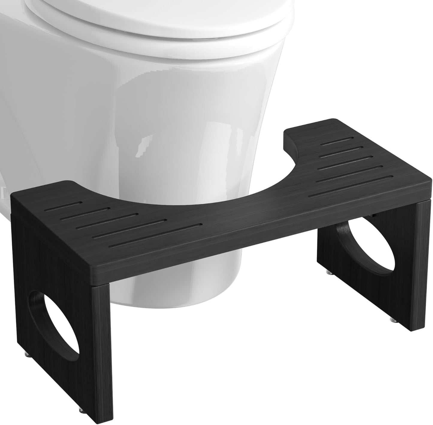 Ergonomic Black Toilet Foot Stool – Anti-Slip Bathroom Squatting Stool with U-Shaped Design for Adults, Space-Saving & Stable