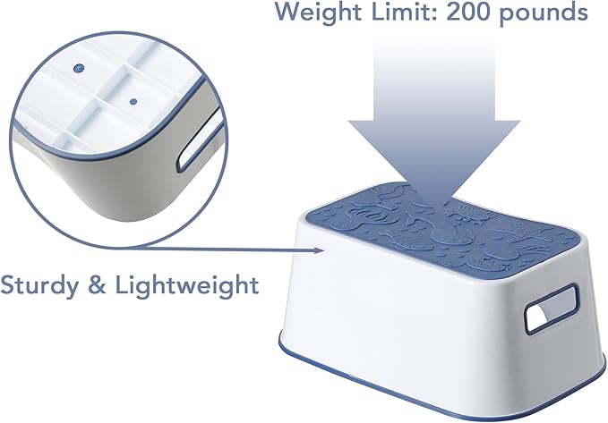 Kids Toilet Stool – Anti-Slip Wide Plastic Step Stool for Toddlers, Bathroom Training Aid with Handles, Stable & Portable (14.57×10.12×6.3in)