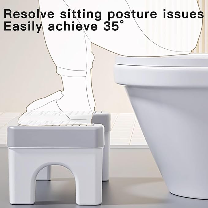 Detachable Toilet Foot Stool for Adults & Kids | Anti-Slip Squatting Step | 15.7" Long x 6.7" Tall | Ergonomic Bathroom Poop Stool for Better Bowel Movement | Fits Most Toilets