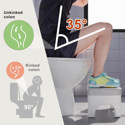 Ergonomic Toilet Step Stool – Anti-Slip Squatting Stool for Standard Toilets, 6.7 Inch Height