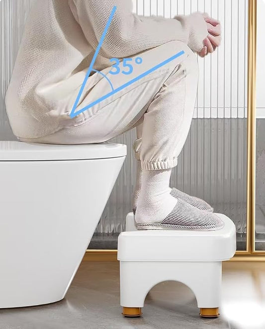Adjustable Height Toilet Stool – Anti-Slip Ergonomic Squatting Footstool for Adults & Kids, U-Shaped Space-Saving Design (43cm Long)