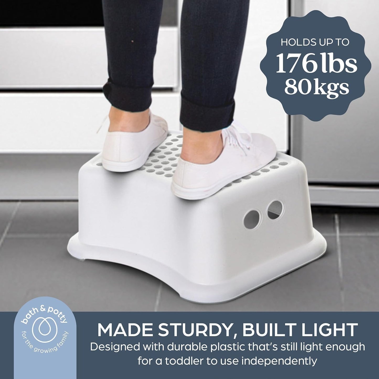 Kids Toilet Step Stool – Non-Slip Plastic Bathroom Potty Training Stool for Toddlers, Hand Washing & Standing Support