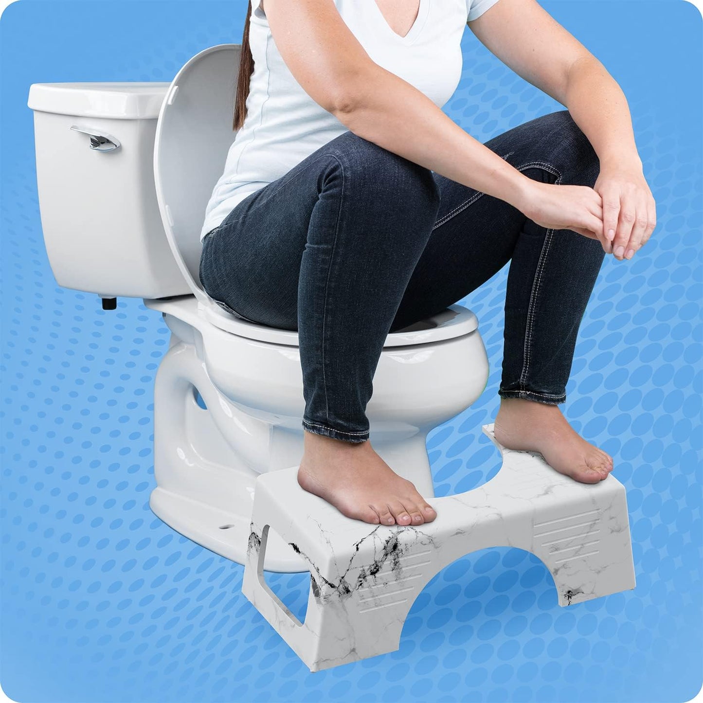 Marble Pattern Toilet Stool – Ergonomic Anti-Slip Bathroom Foot Rest for Adults & Kids
