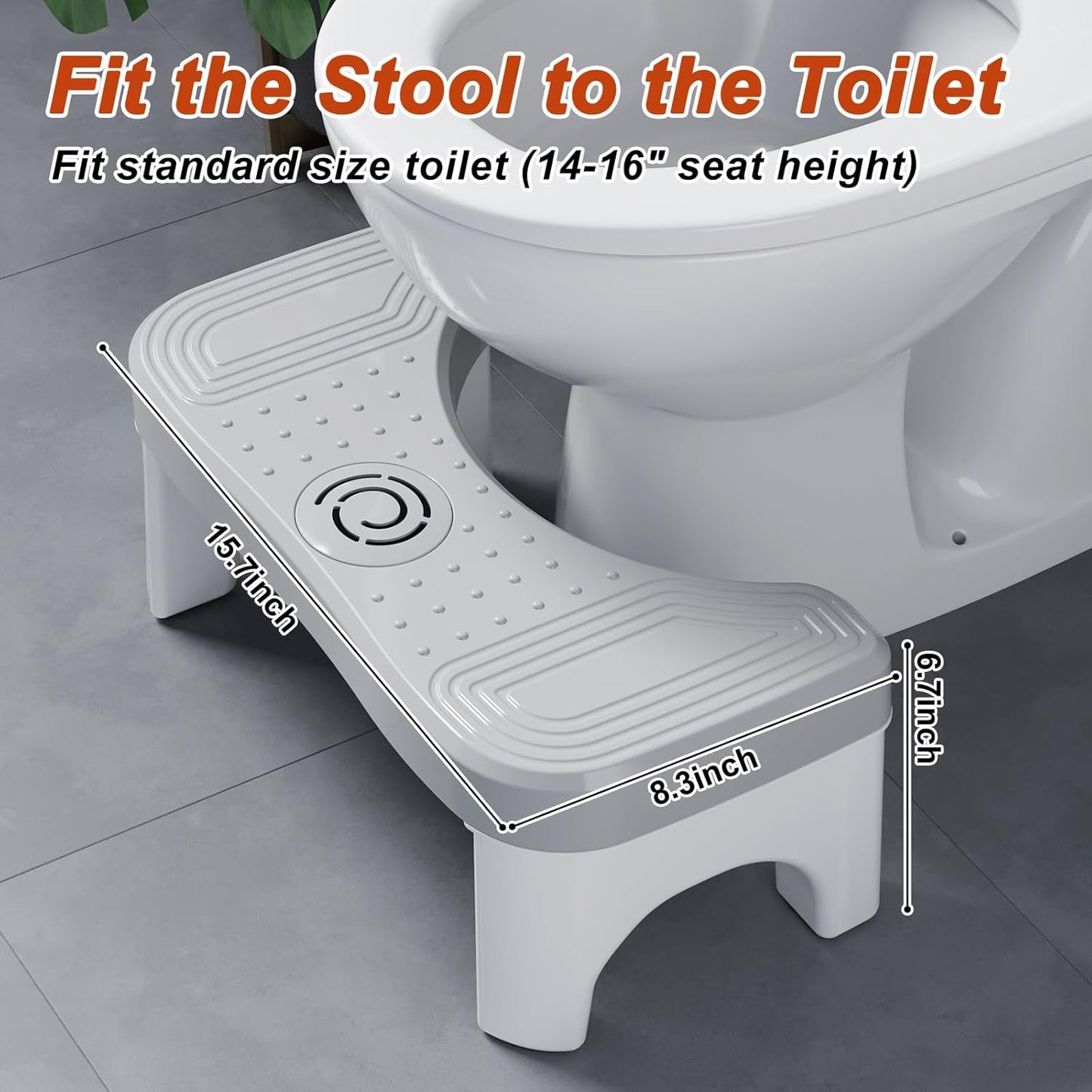 Ergonomic Toilet Step Stool – Anti-Slip Squatting Stool for Standard Toilets, 6.7 Inch Height