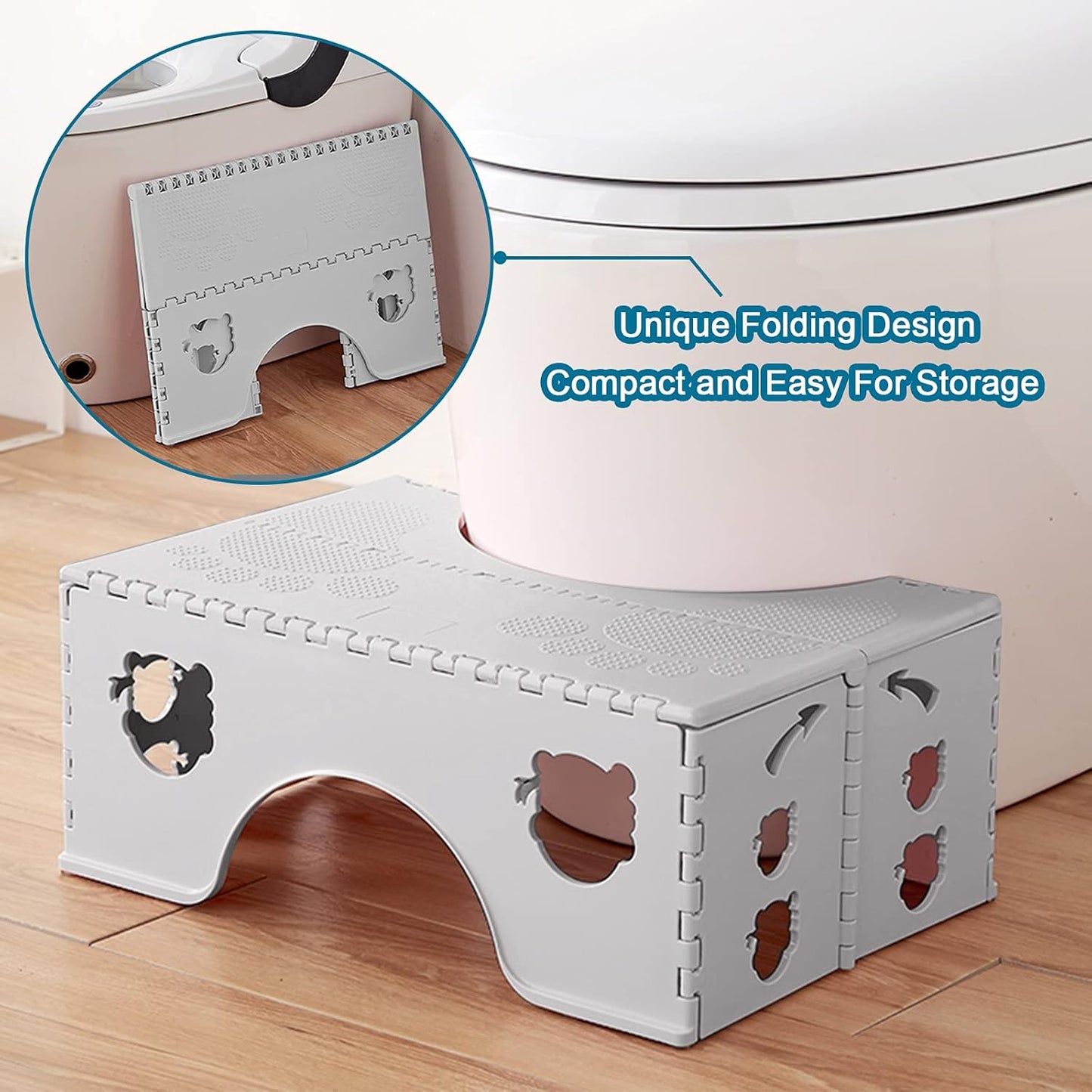 Foldable Toilet Stool for Adults & Kids – Anti-Slip Squatting Aid Footstool, Space-Saving Ergonomic Bathroom Step (45×30×18cm)