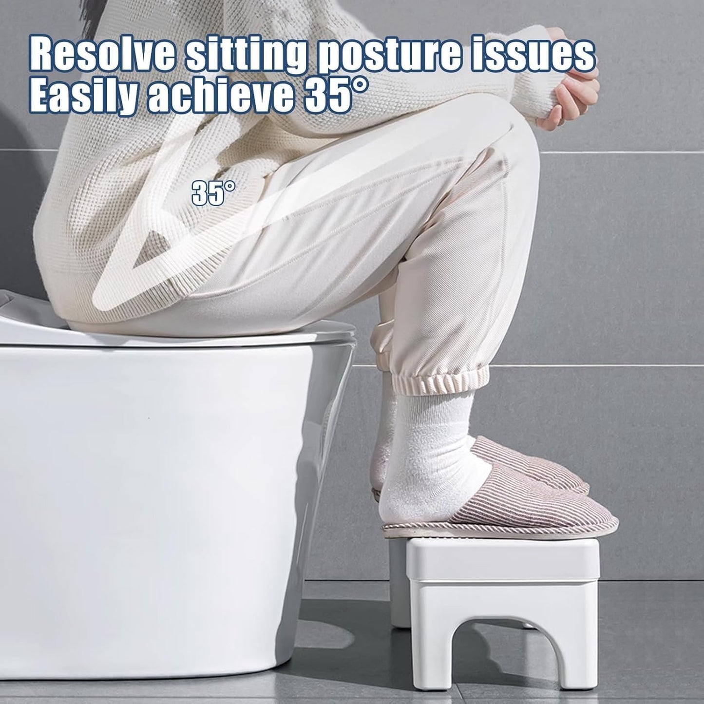 Ergonomic Toilet Foot Stool – Anti-Slip Plastic Potty Step Stool for Adults & Kids, U-Shaped Design, Stable & Safe for Bathroom Use