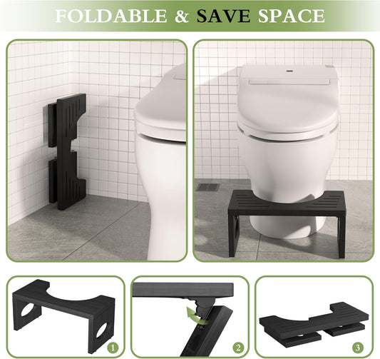 Ergonomic Black Toilet Foot Stool – Anti-Slip Bathroom Squatting Stool with U-Shaped Design for Adults, Space-Saving & Stable
