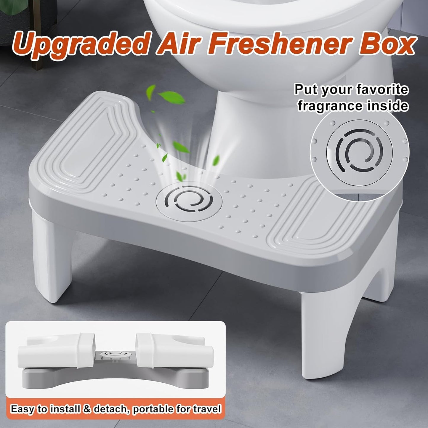 Ergonomic Toilet Step Stool – Anti-Slip Squatting Stool for Standard Toilets, 6.7 Inch Height