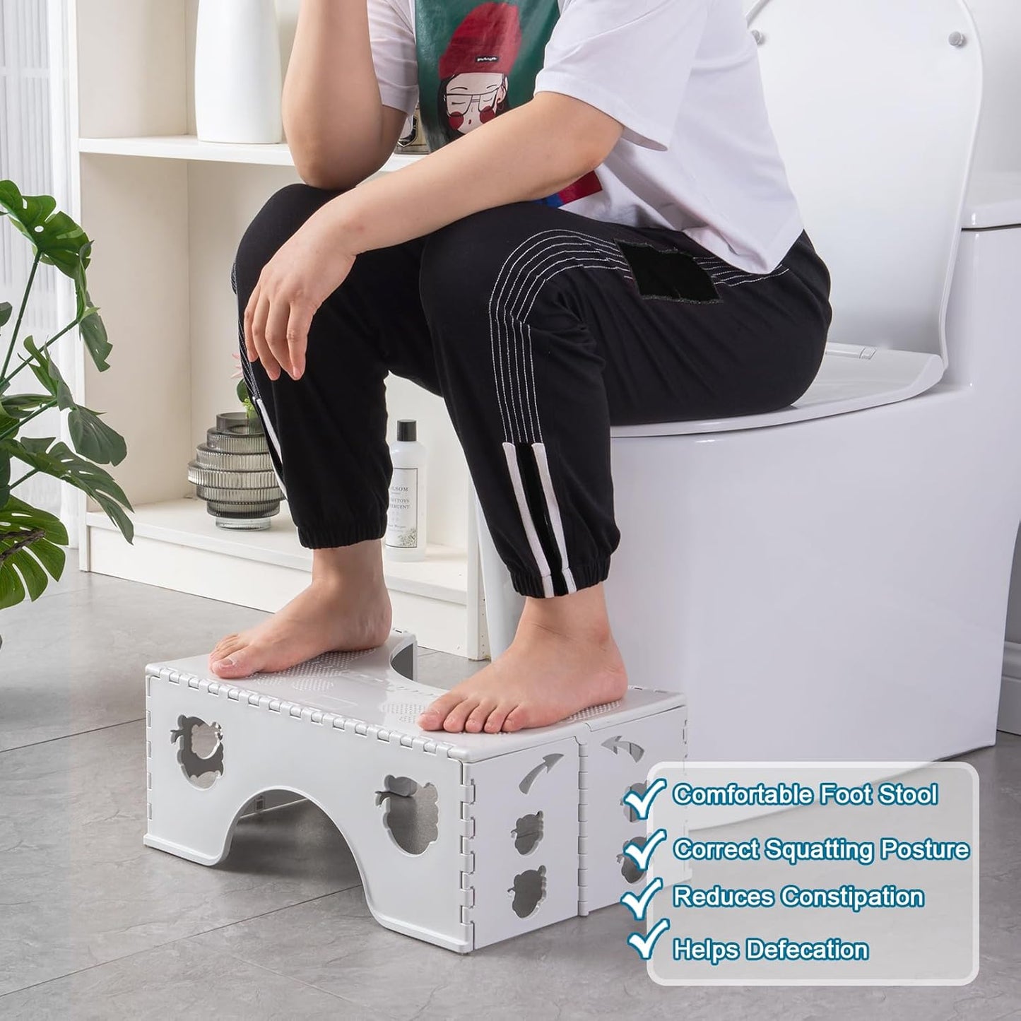 Foldable Toilet Stool for Adults & Kids – Anti-Slip Squatting Aid Footstool, Space-Saving Ergonomic Bathroom Step (45×30×18cm)