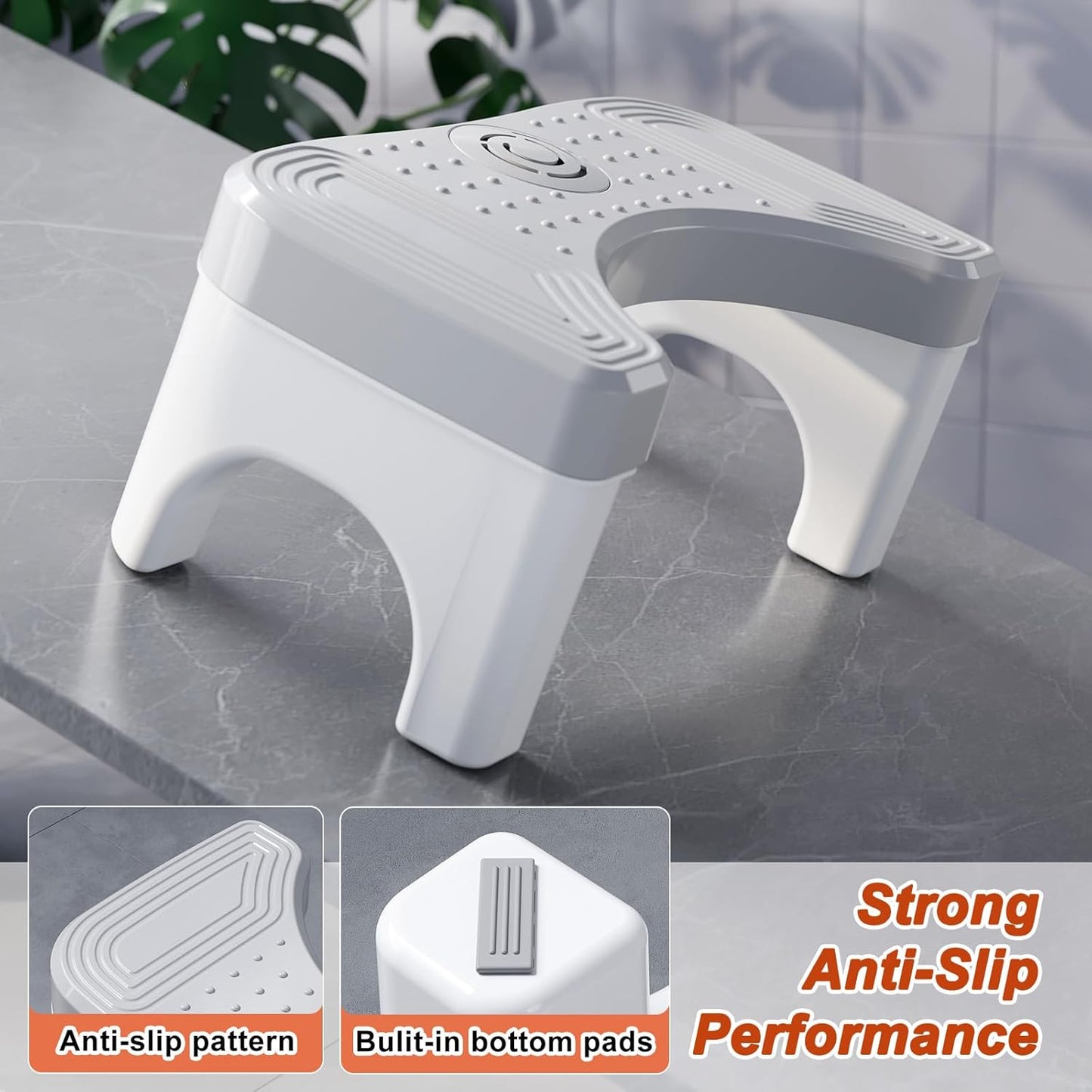 Ergonomic Toilet Step Stool – Anti-Slip Squatting Stool for Standard Toilets, 6.7 Inch Height