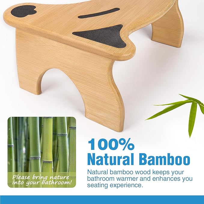 Foldable Wooden Toilet Stool – Cute Cat-Ear Design, Squatting Aid for Adults & Kids, Anti-Slip & Space-Saving Bathroom Step (16×10.4×7in)