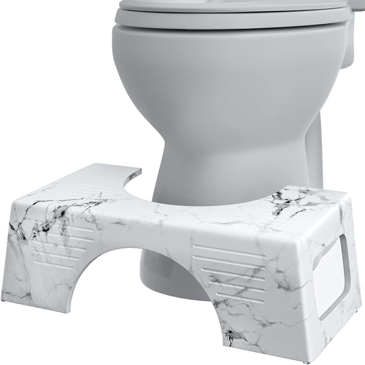 Marble Pattern Toilet Stool – Ergonomic Anti-Slip Bathroom Foot Rest for Adults & Kids